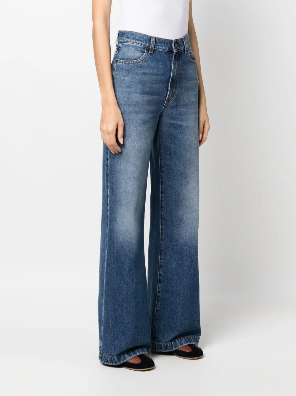 Shop La Doublej High-waisted Flared Jeans In Blue