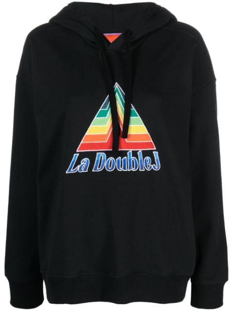 La DoubleJ Discman logo-print cotton hoodie