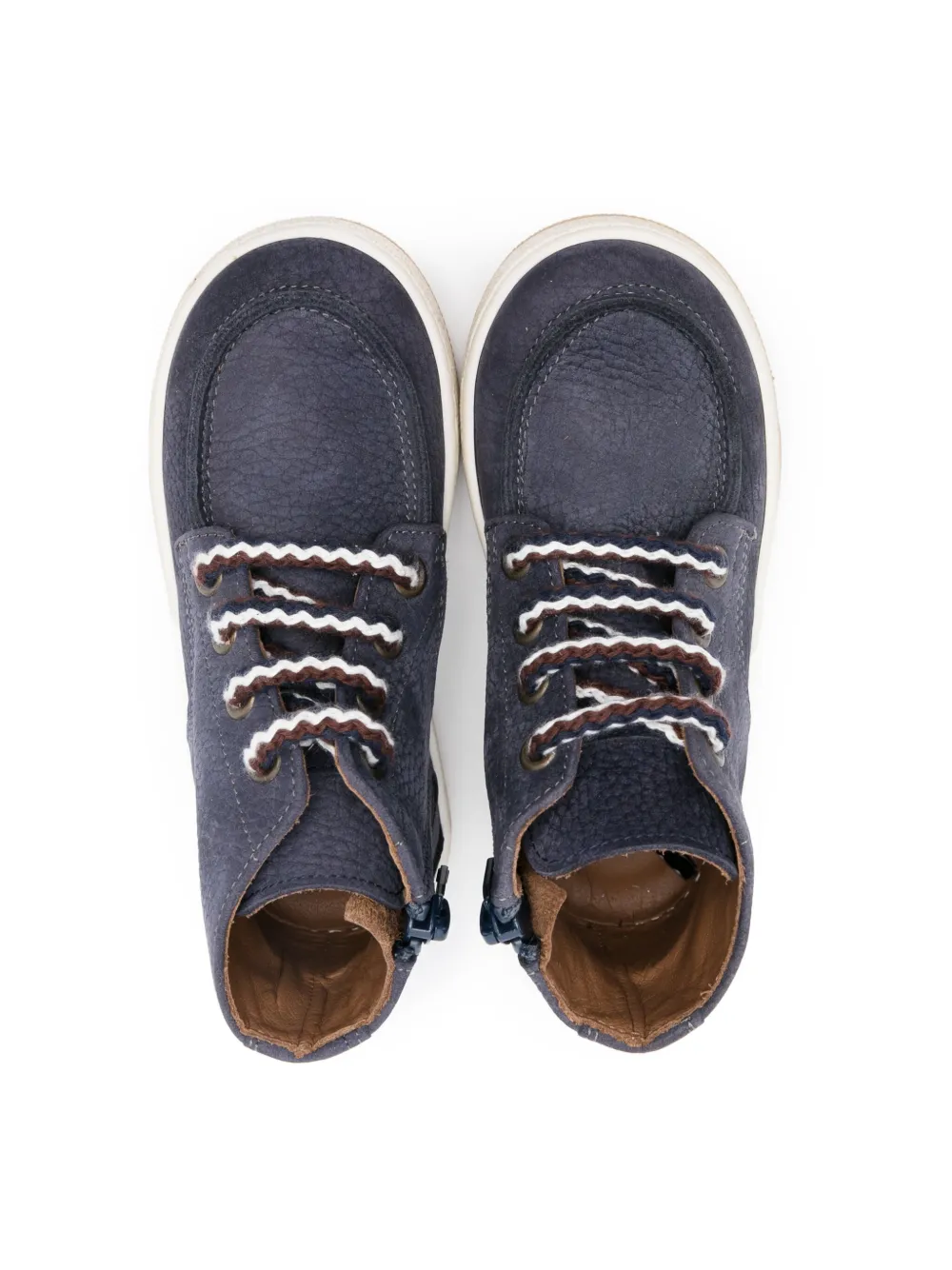 Pèpè Lace-up Leather Ankle Boots In Blue