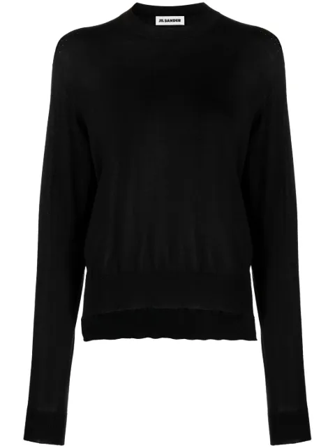 Jil Sander Gerippter Pullover mit rundem Ausschnitt