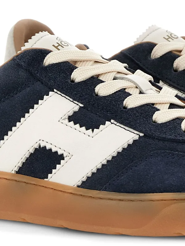 【送料&関税込】Hogan Logo Detailed Lace-up Sneakers Hogan logo-patch Leather Sneakers | Blue | FARFETCH JO