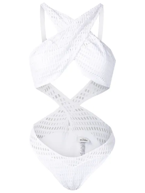 Amir Slama open-knit crossover-straps one-piece