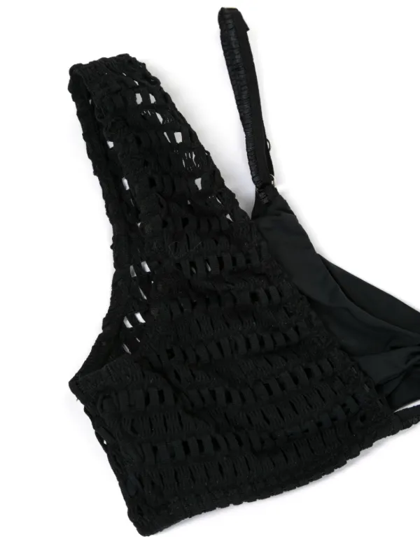 Amir Slama open-knit Layered Bikini Set | Black | FARFETCH GE