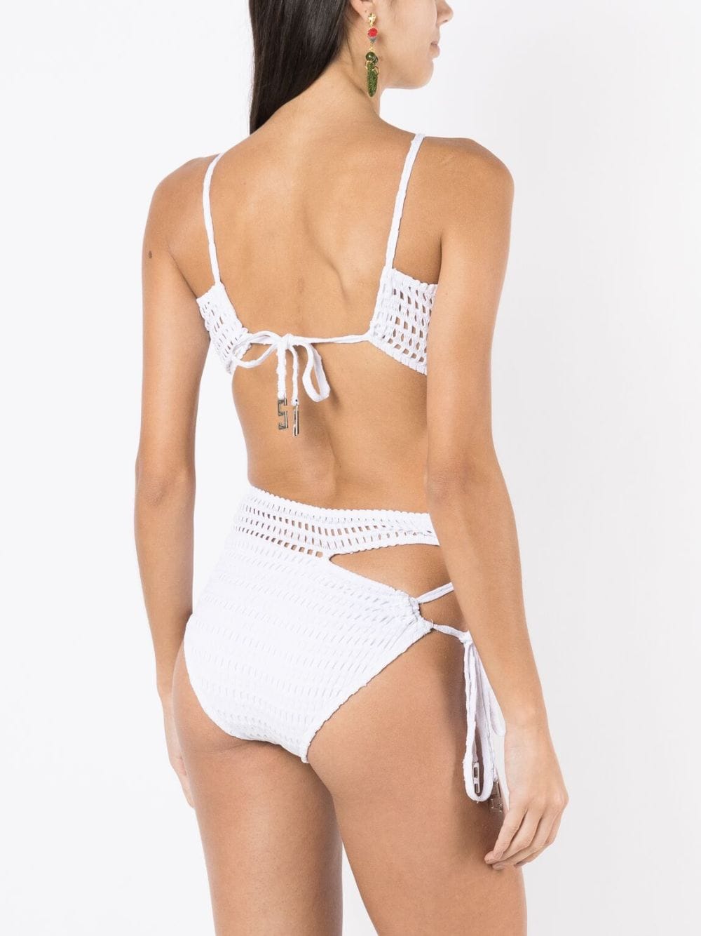 Shop Amir Slama Keyhole-detail Open-knit Bikini In White