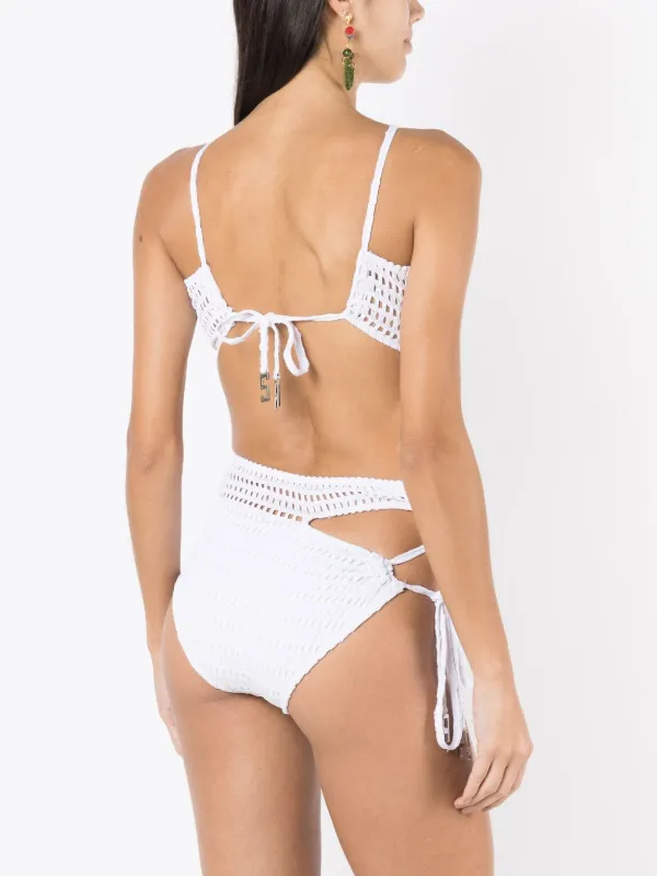 Amir Slama keyhole-detail open-knit Bikini White FARFETCH IN