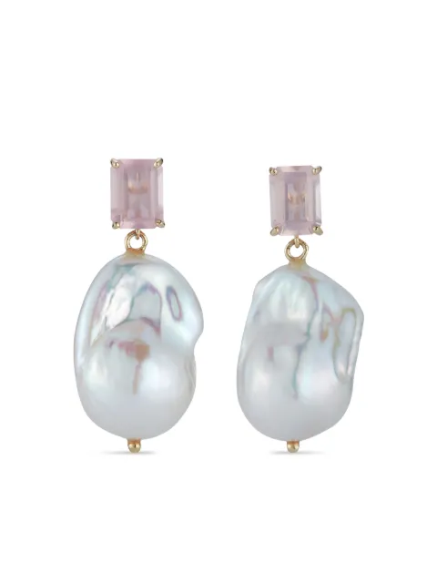 Mateo rose quartz and pearl drop earrings