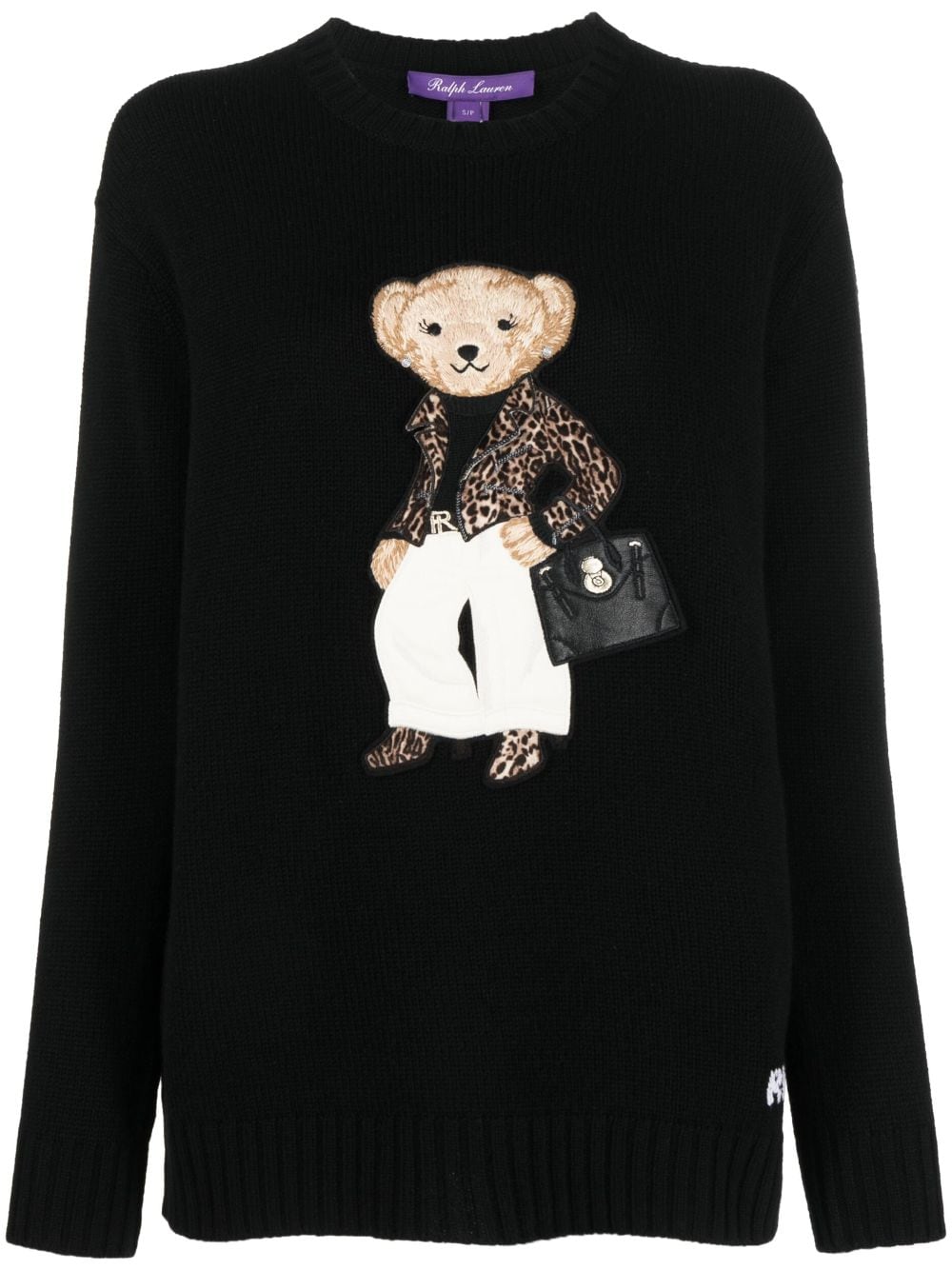 Ralph Lauren Collection Moto Polo Bear cashmere jumper – Black