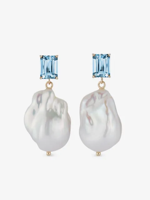 Mateo 14K yellow gold pearl and topaz earrings