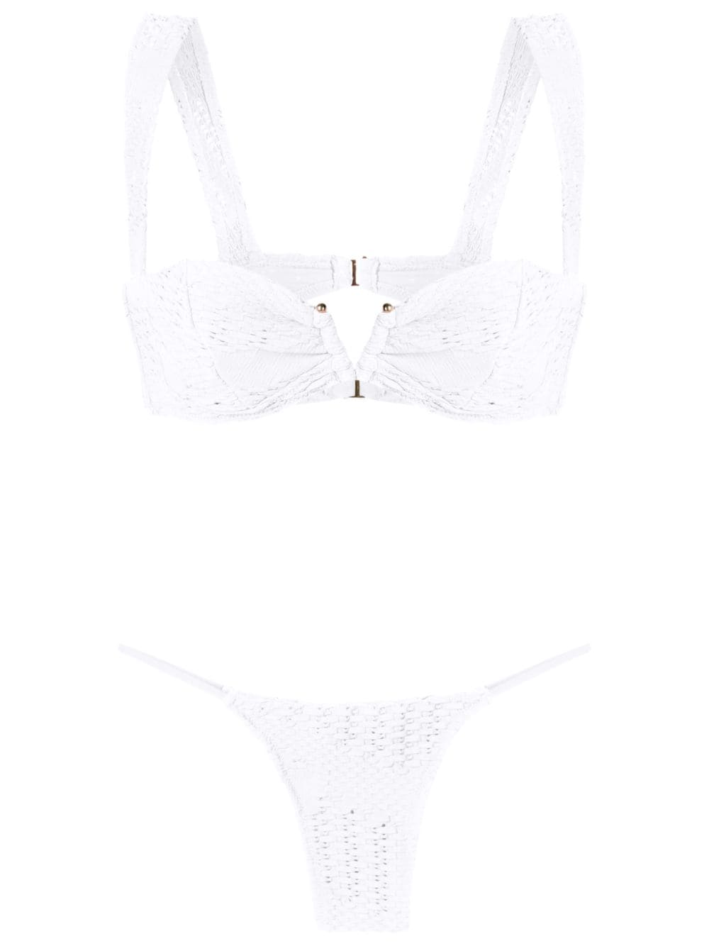 Amir Slama Woven Balconete Bikini Set In White