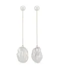 Mateo 14kt yellow gold Duality baroque pearl drop earrings - White