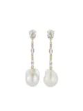 Mateo 14kt yellow-gold diamond and pearl drop earrings - White