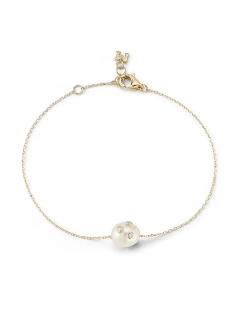 Mateo 14kt yellow gold baroque pearl and diamond bracelet