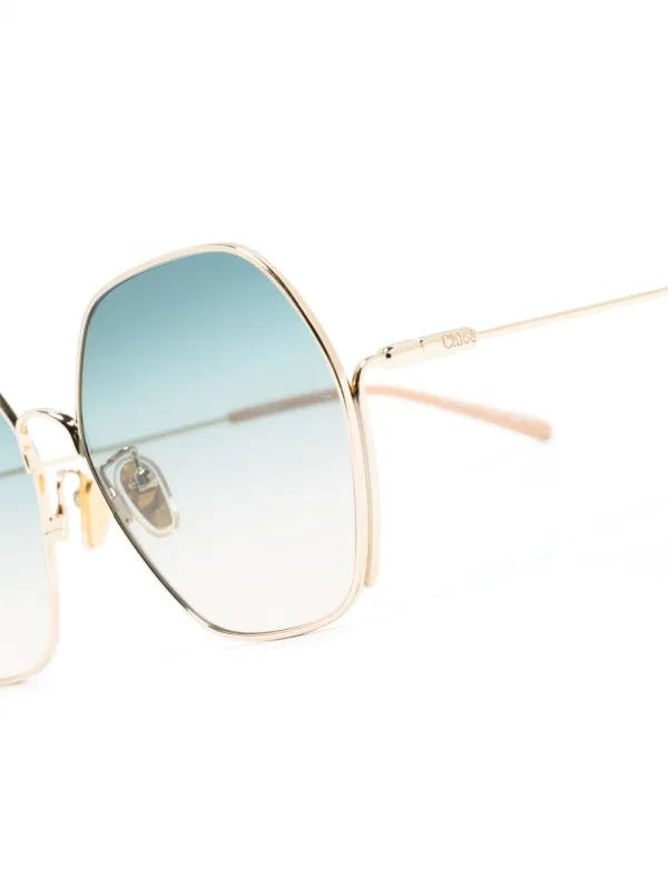 Chloé Eyewear Oversized hexagonal-frame Sunglasses Gold FARFETCH - Main Image