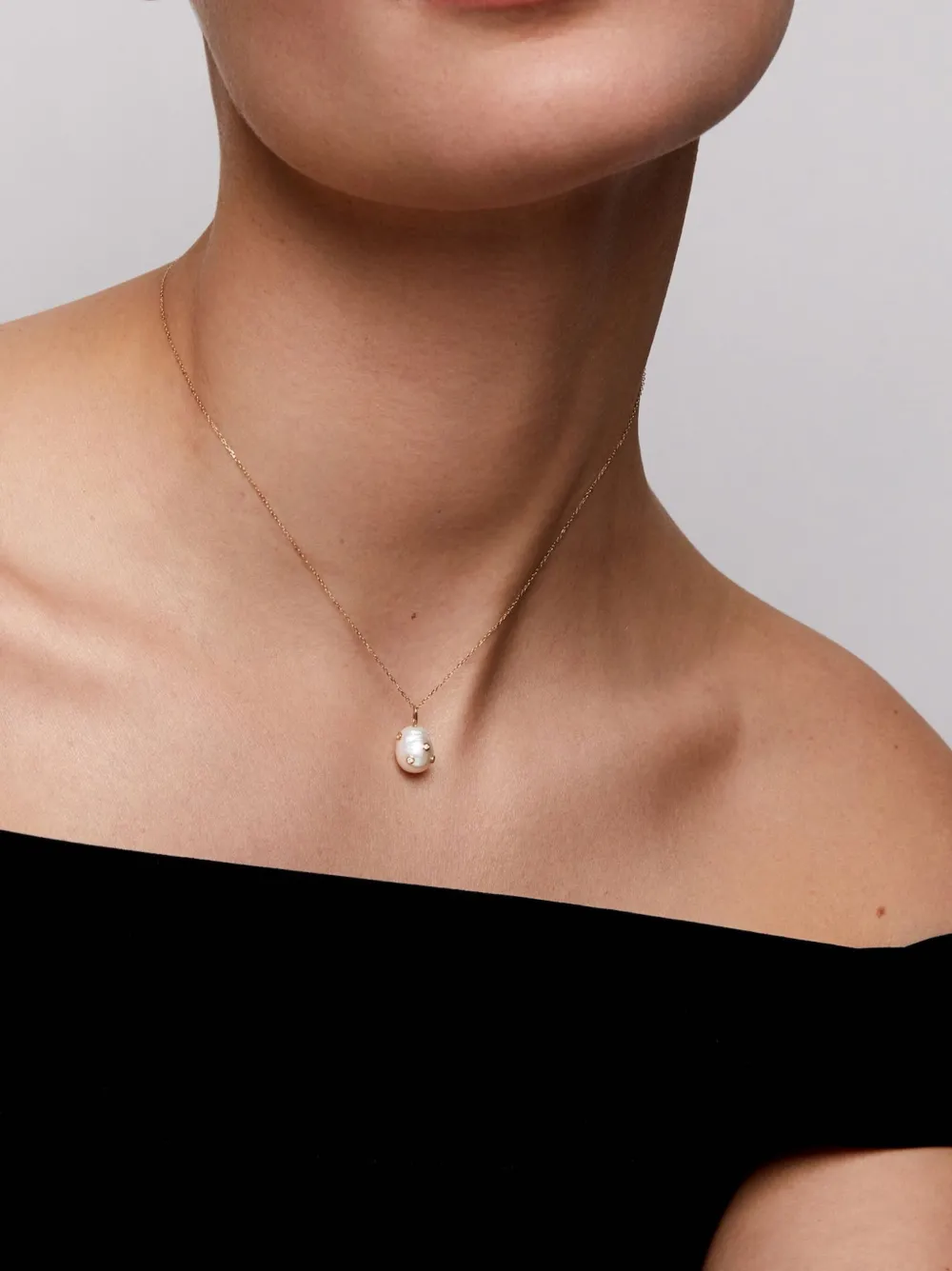 Mateo 14kt Yellow Gold Baroque Pearl And Diamond Necklace