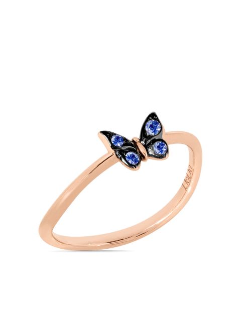 Dodo 9kt rose gold Butterfly sapphire ring