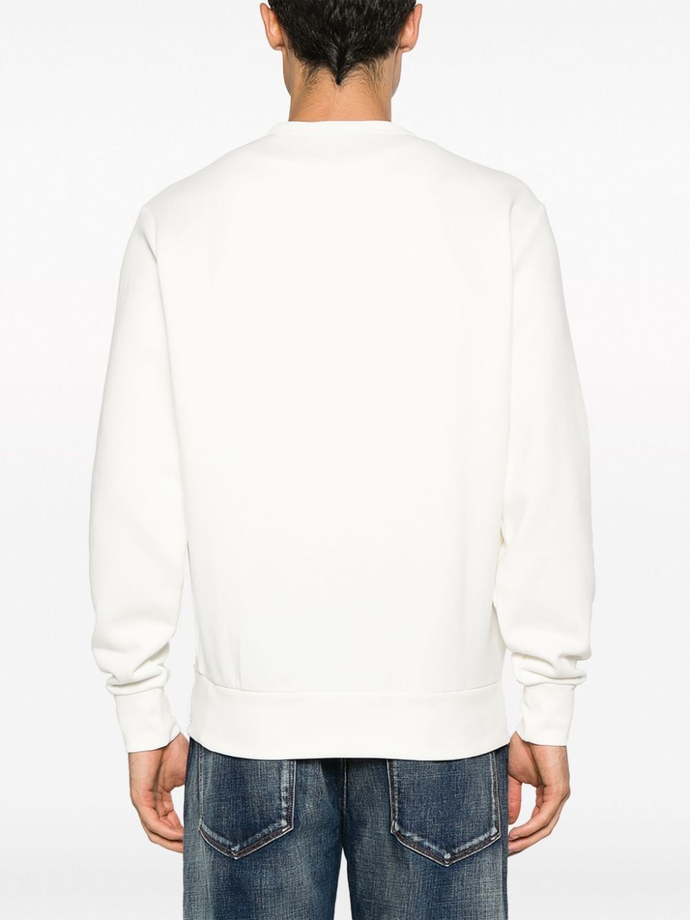 Shop Polo Ralph Lauren Logo-print Crew-neck Sweatshirt In White