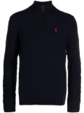 Polo Ralph Lauren logo-embroidered cable-knit half-zip jumper - Blue