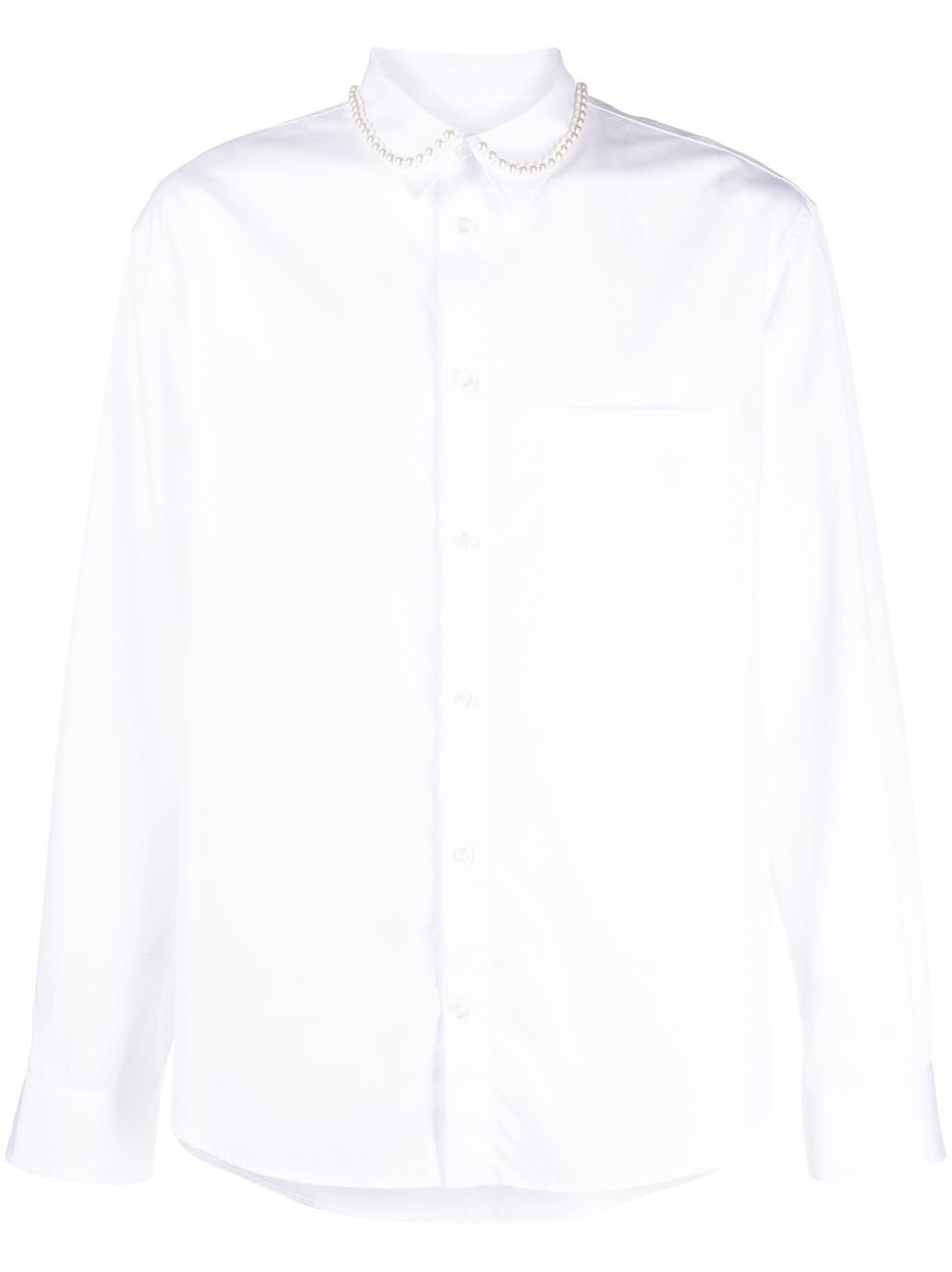 Shop Simone Rocha Pearl-detailed Cotton Shirt In White