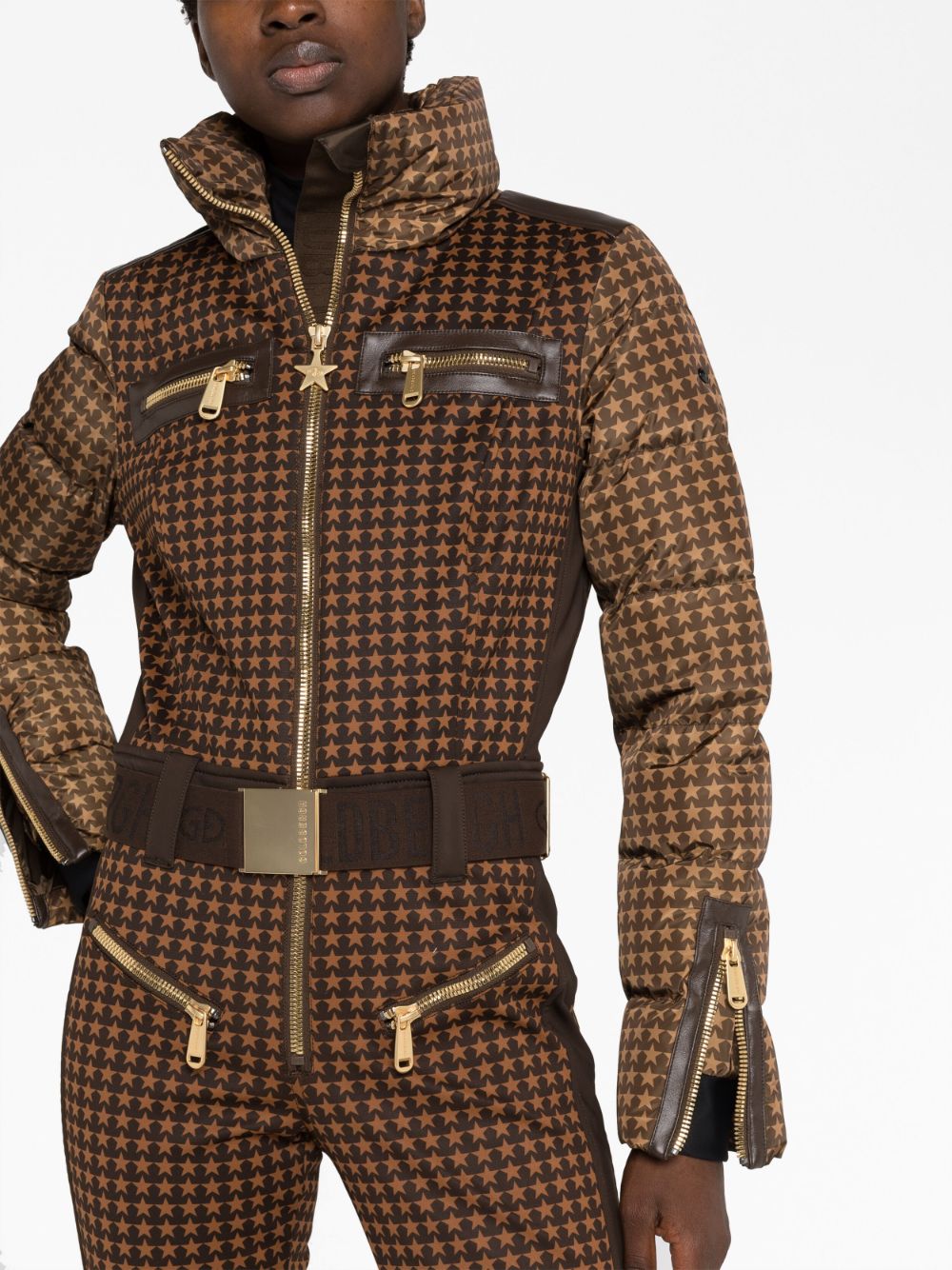 Shop Goldbergh Starstruck Belted Ski Suit In Brown