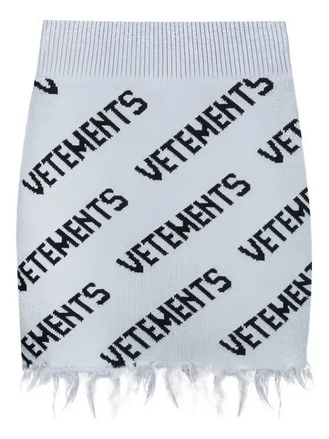 VETEMENTS monogram frayed mini skirt