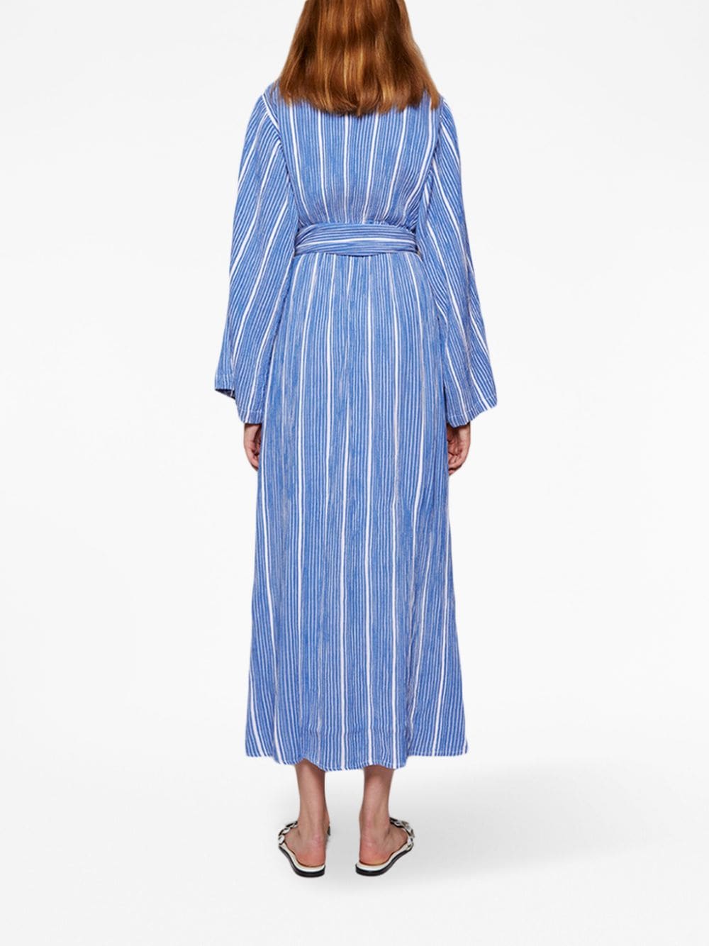 Shop Mara Hoffman Blair Striped Midi Dress In Blue