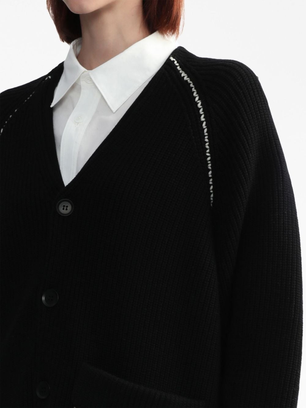 Shop Y's Raglan-sleeves Button-up Cardigan In Black