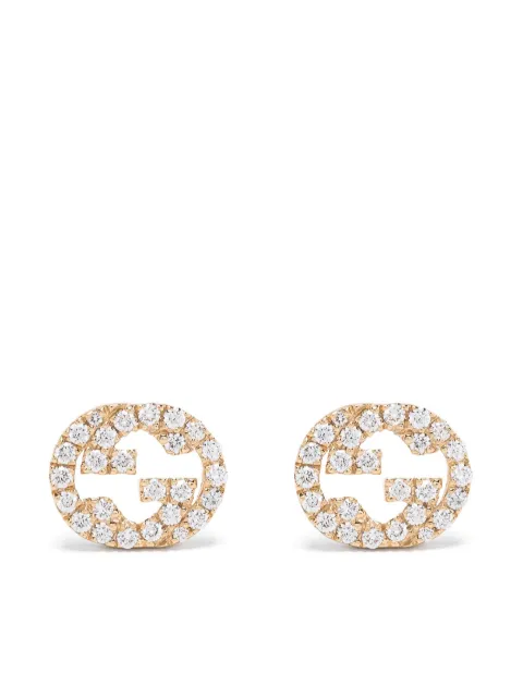 Gucci 18kt yellow gold Interlocking G diamond stud earrings