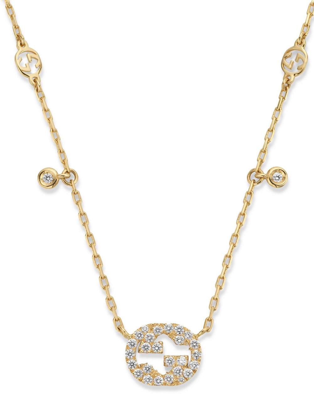Shop Gucci 18kt Yellow Gold Interlocking G Diamond Necklace