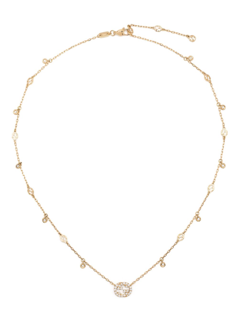 18kt yellow gold Interlocking G diamond necklace