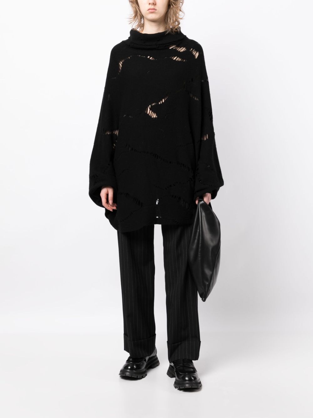 Y's distressed cut-out jumper - Black