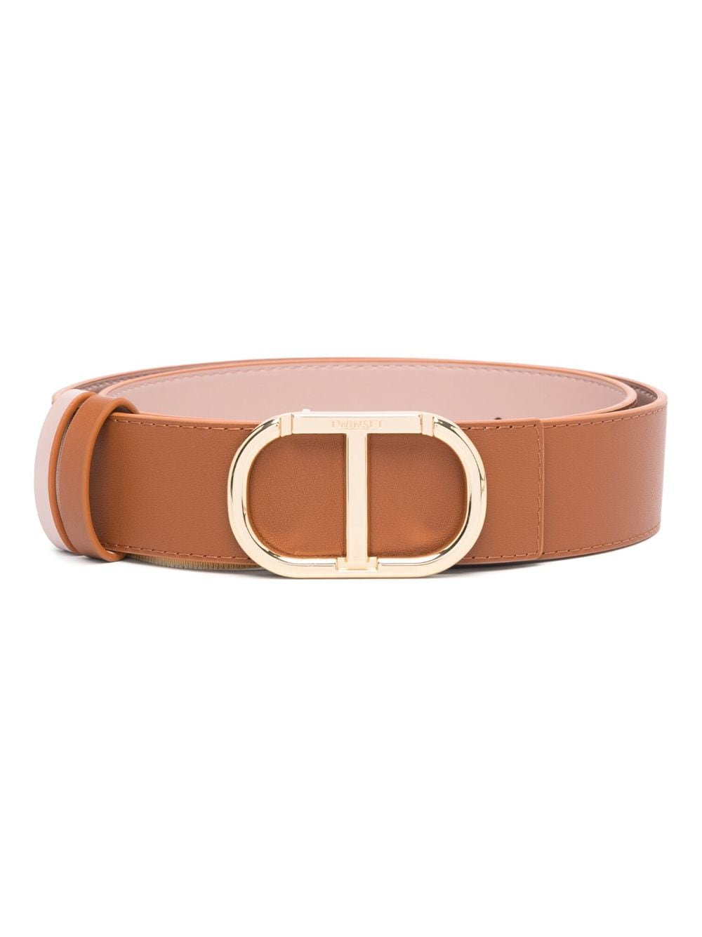 Twinset T-buckle Reversible Leather Belt In Brown