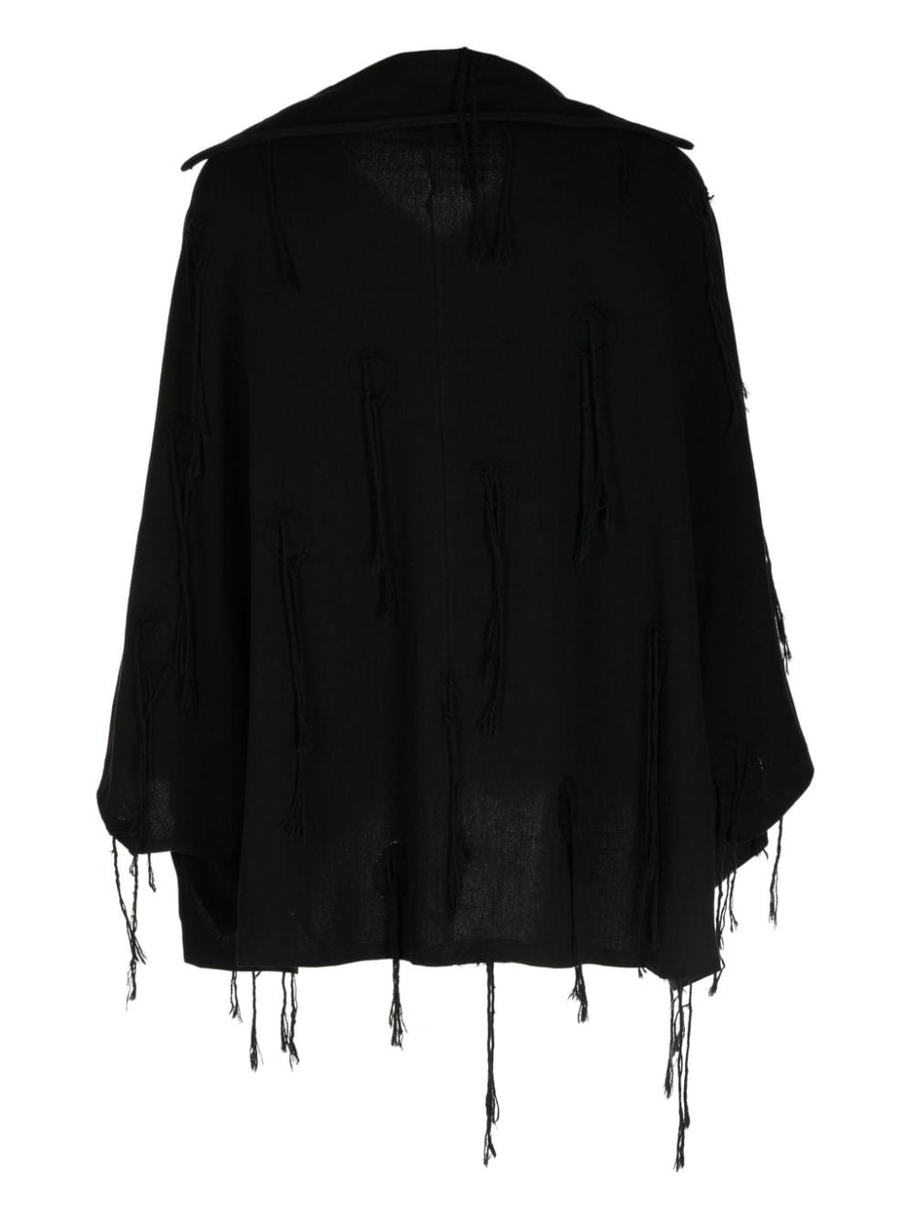 Shop Y's Fringed Long-sleeve Cotton Shirt In Black