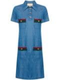 Gucci Web-detail denim dress - Blue