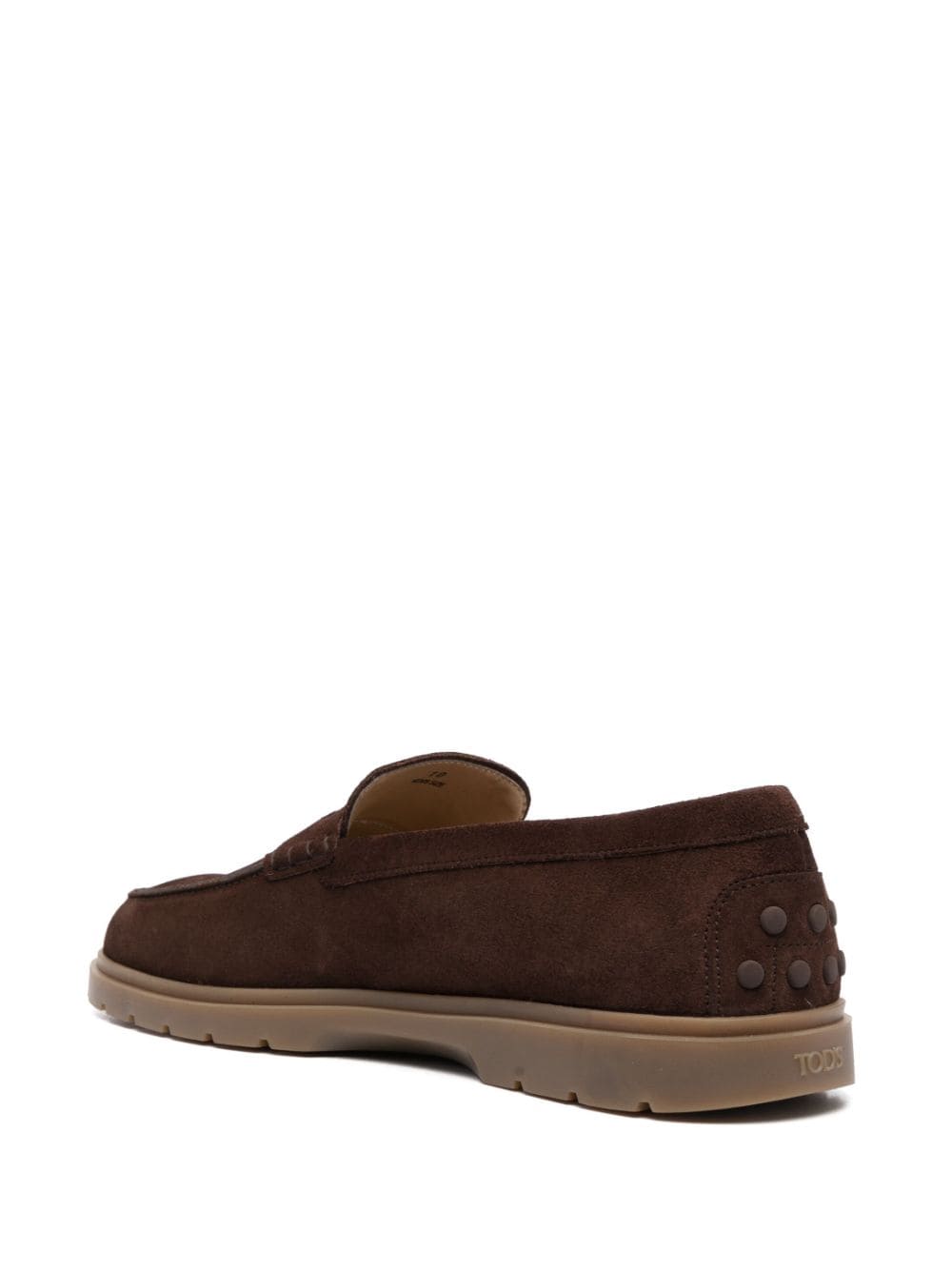 Shop Tod's Suede Penny Loafers In Braun
