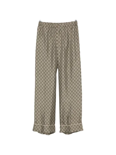 Gucci GG Supreme 真丝阔腿裤 
