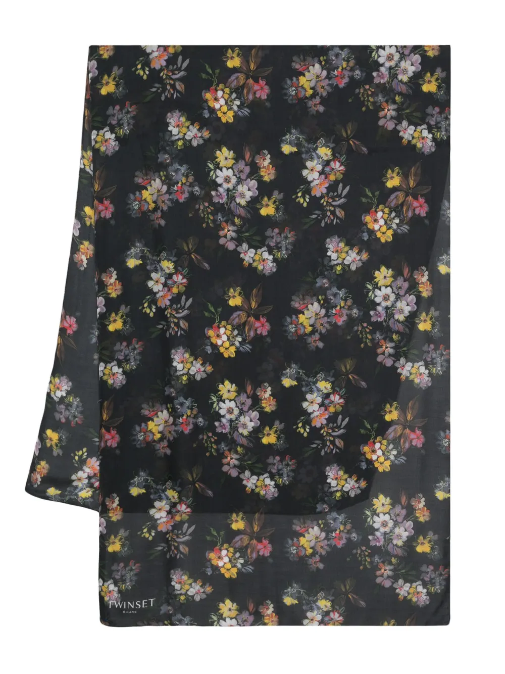 floral-print wraparound-style scarf