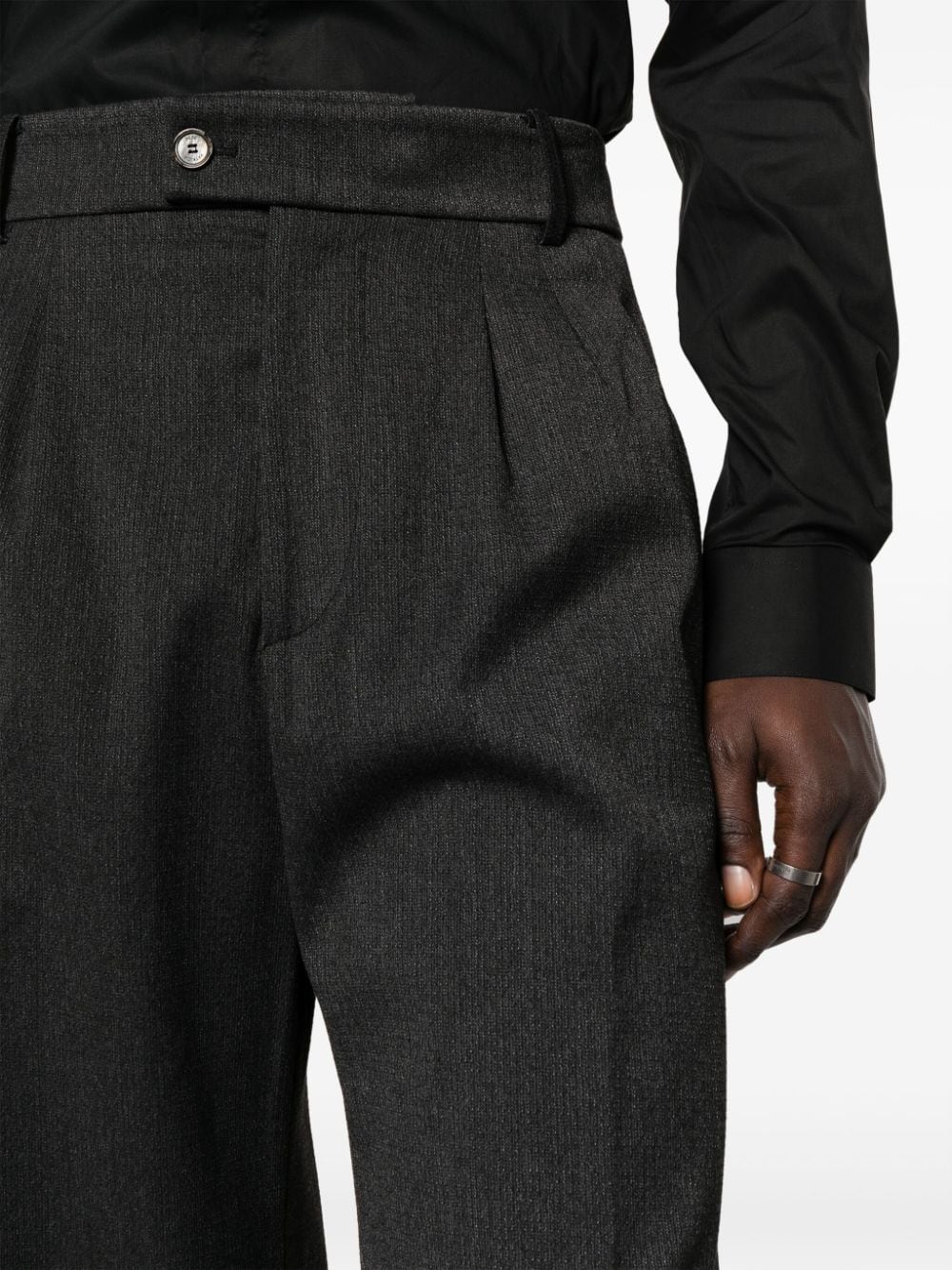 Shop Patrizia Pepe Pressed-crease Cotton Tailored Trousers In Grau