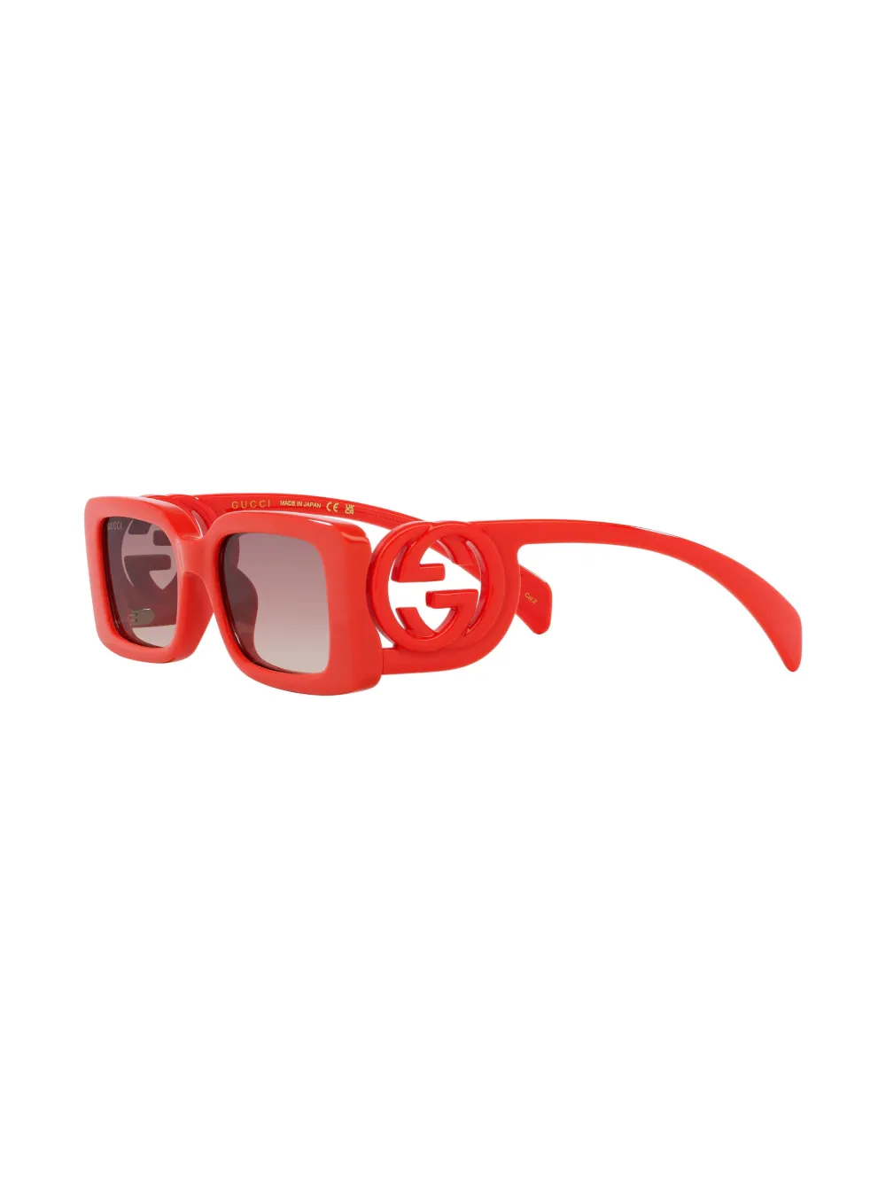 Shop Gucci Interlocking G Rectangular-frame Sunglasses In Rot