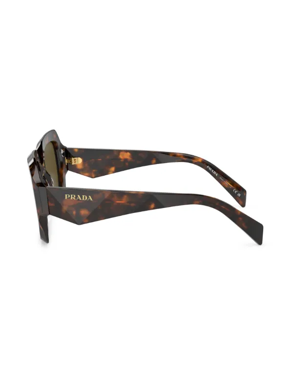 Prada Eyewear トータスシェル スクエアサングラス | グリーン 