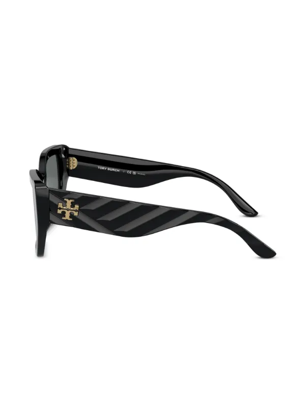 Tory Burch logo-plaque cat-eye Frame Sunglasses | Black | FARFETCH
