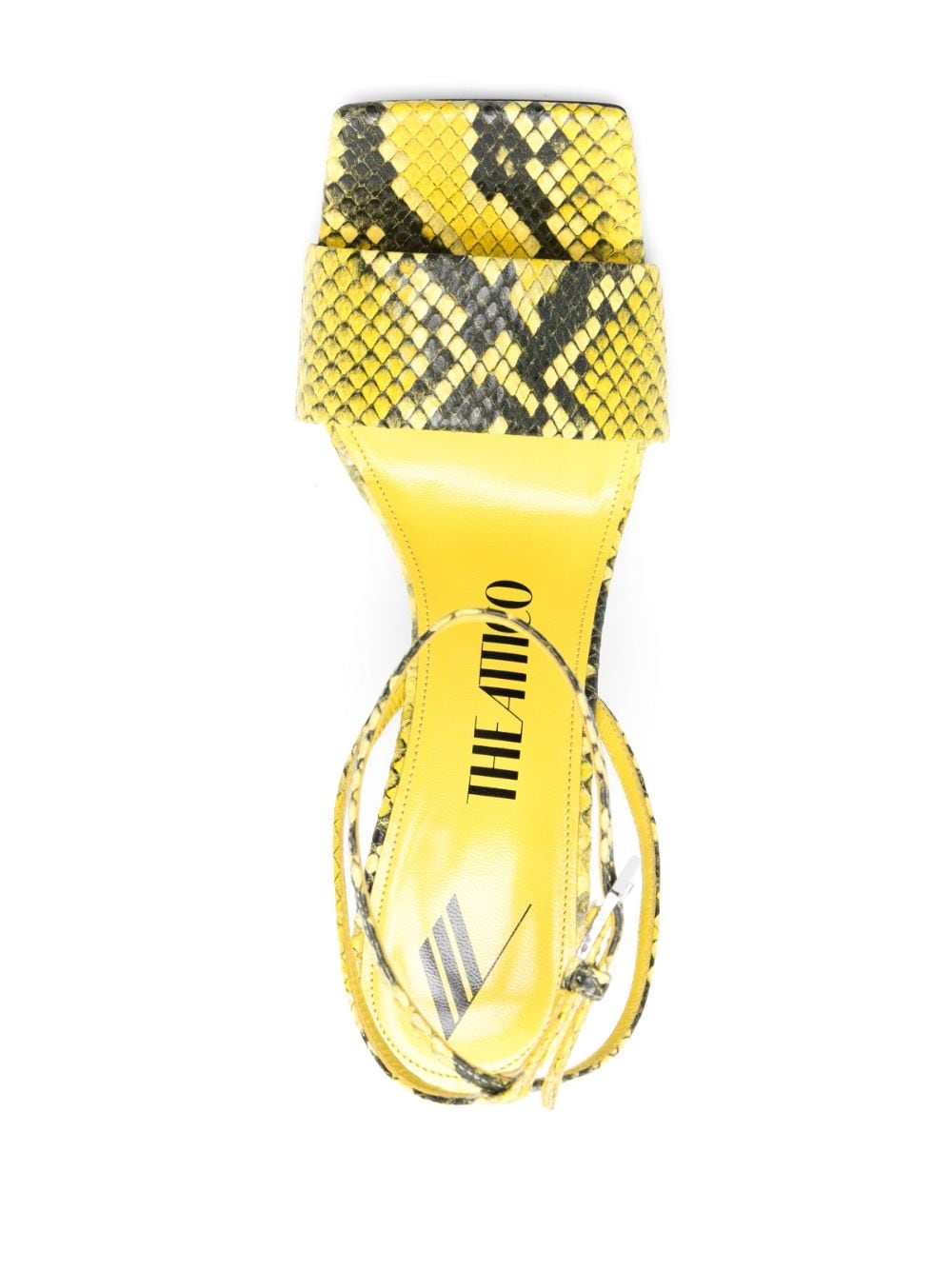 Shop Attico Cheope 110mm Snake-effect Sandals In Yellow