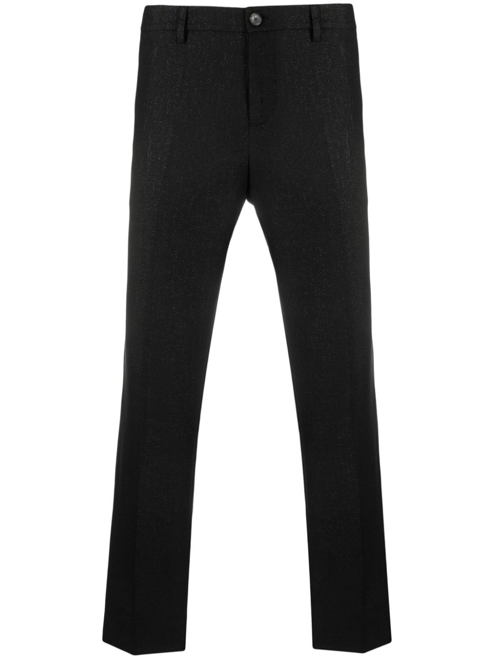 Patrizia Pepe Metallic-threading Cotton Slim Trousers In Black