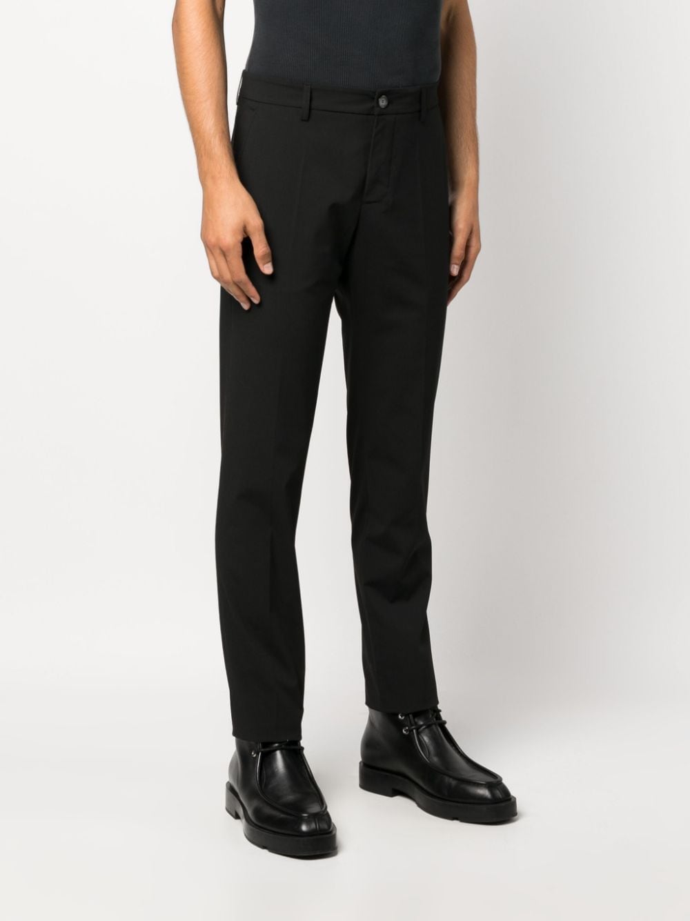 Shop Patrizia Pepe Mid-rise Straight-leg Trousers In Black