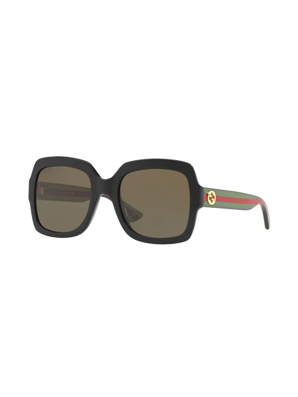 Gucci Web-stripe Square-frame Sunglasses In Black