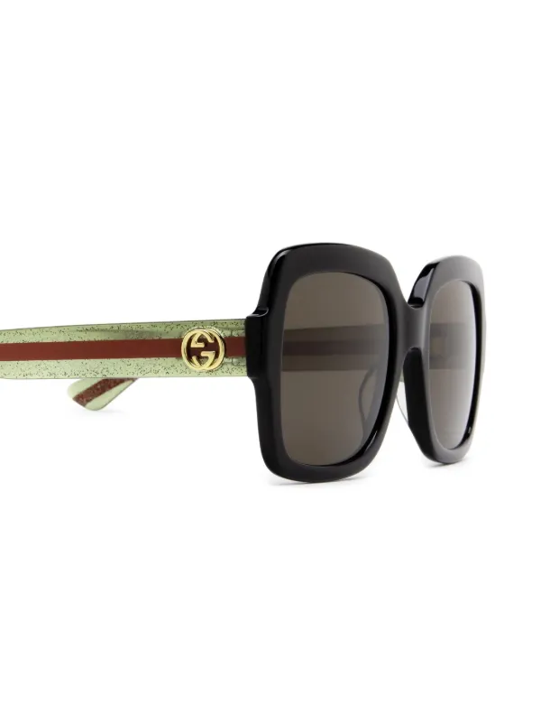 GUCCI グッチ　サングラス　ウェブストライプ Gucci Eyewear ウェブストライプ スクエアフレーム サングラス