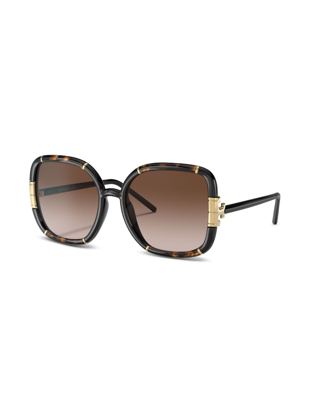 Shop Tory Burch Tortoiseshell-effect Square-frame Sunglasses In 189613 Dark Tortoise/black