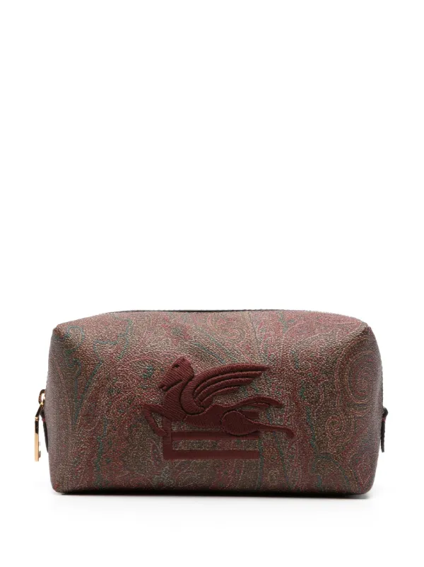 ETRO logo embroidered Paisley Wash Bag Brown FARFETCH AO