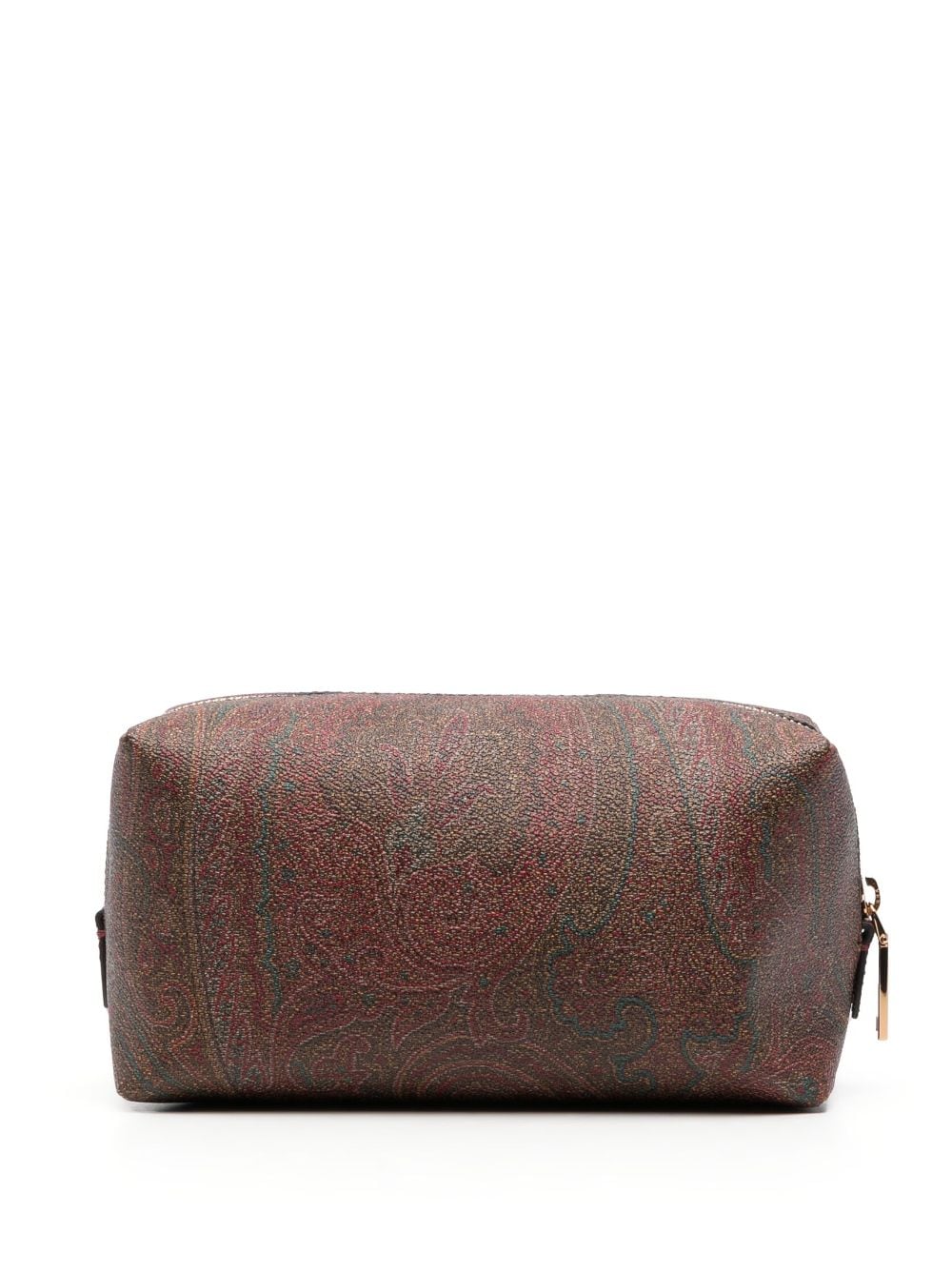 Shop Etro Logo-embroidered Paisley Wash Bag In Brown
