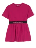 Dolce & Gabbana Kids logo-waistband jersey dress - Pink