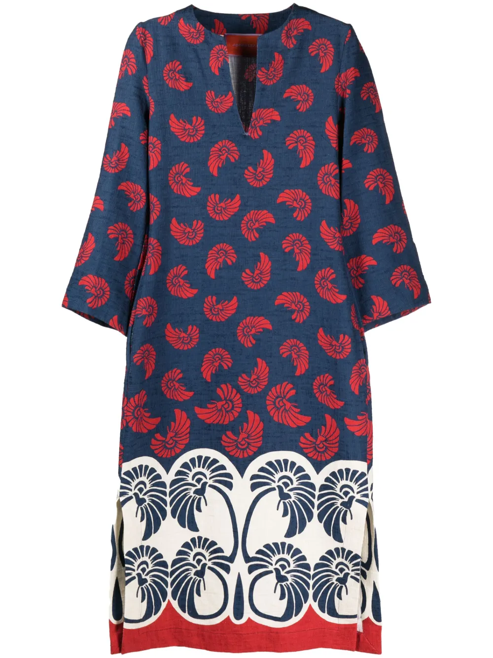 La DoubleJ monogram-pattern midi dress | Blue | Image 1